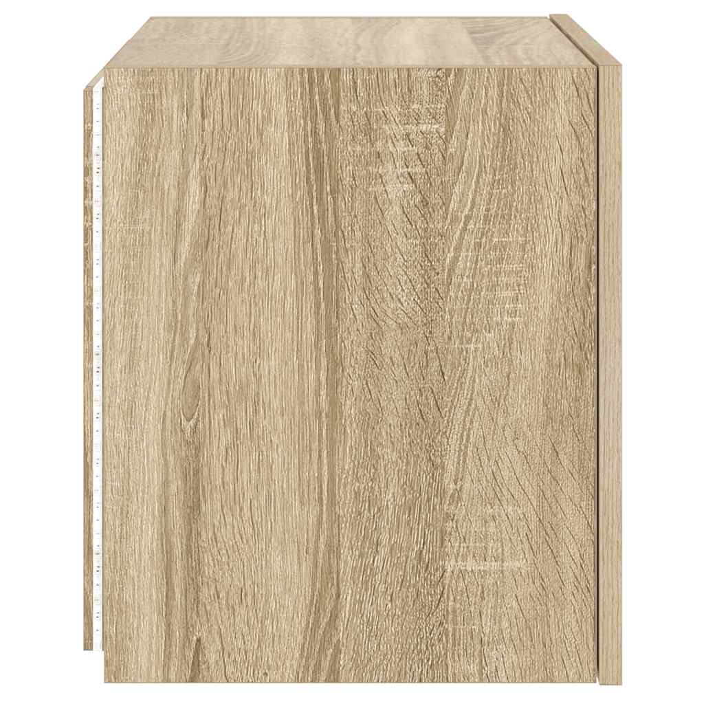 Mobile TV a Parete con Luci LED Rovere Sonoma 40,5x35x40 cm