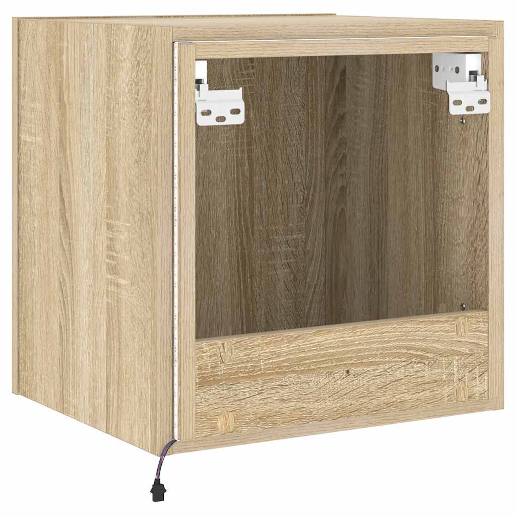 Mobile TV a Parete con Luci LED Rovere Sonoma 40,5x35x40 cm