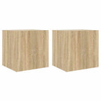Mobili TV a Parete con Luci LED 2pz Rovere Sonoma 40,5x35x40 cm