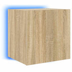 Mobili TV a Parete con Luci LED 2pz Rovere Sonoma 40,5x35x40 cm