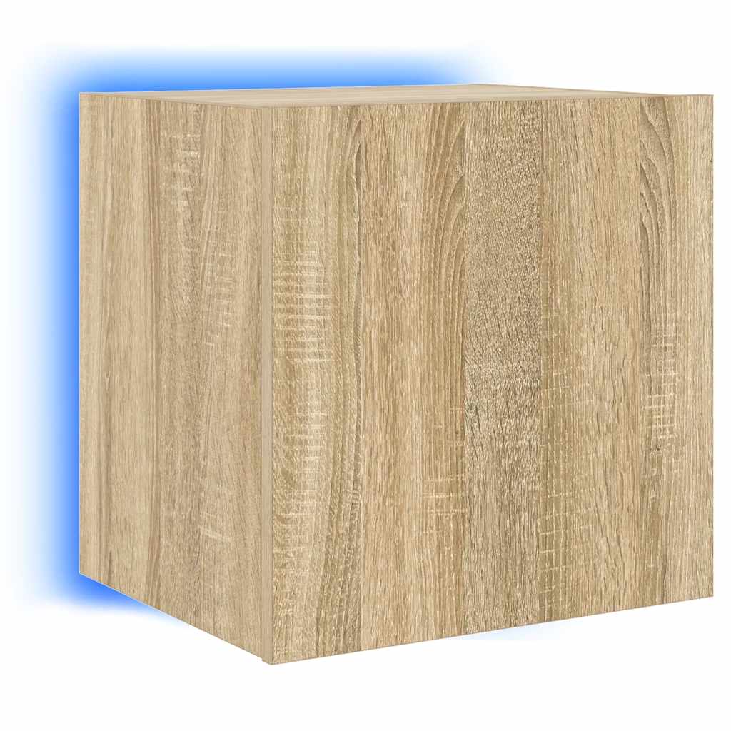 Mobili TV a Parete con Luci LED 2pz Rovere Sonoma 40,5x35x40 cm