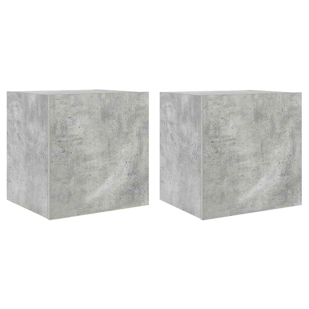 Mobili TV a Parete con Luci LED 2pz Grigio Cemento 40,5x35x40cm