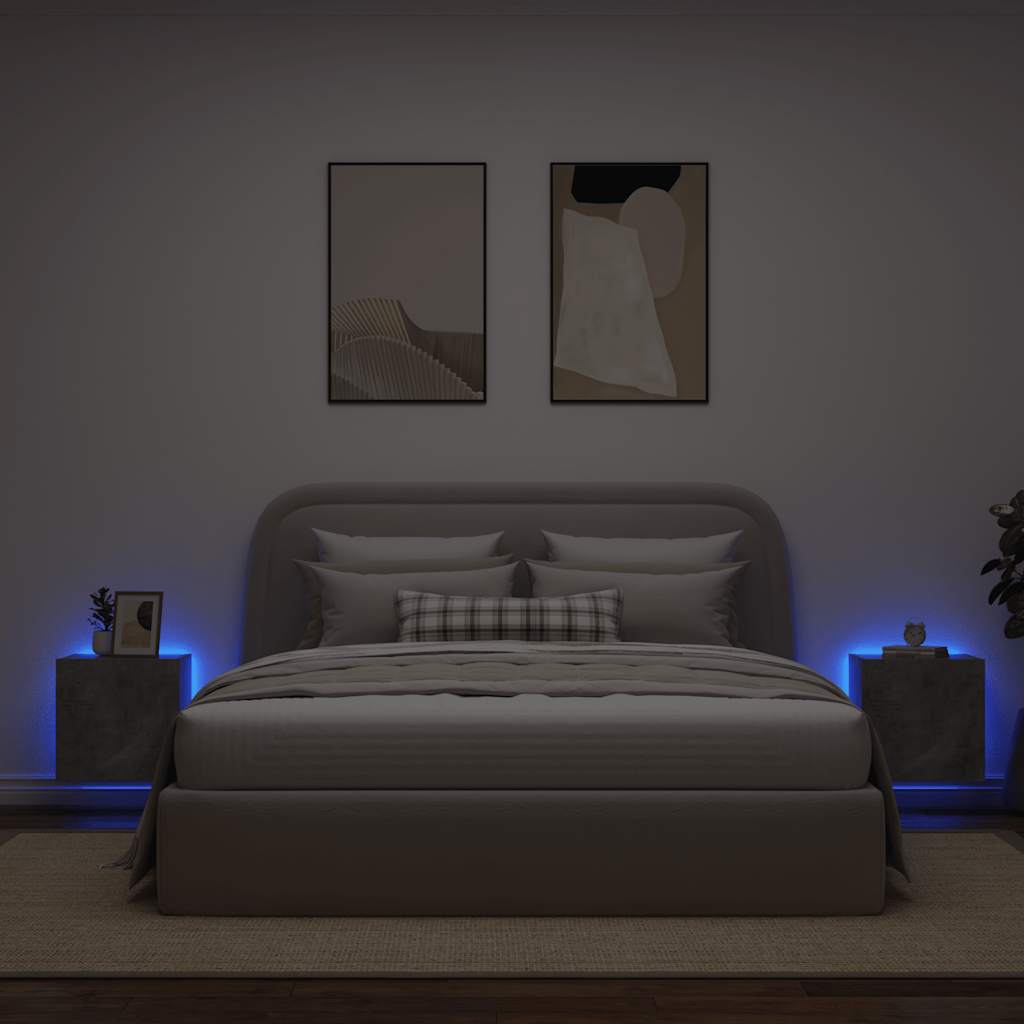 Mobili TV a Parete con Luci LED 2pz Grigio Cemento 40,5x35x40cm