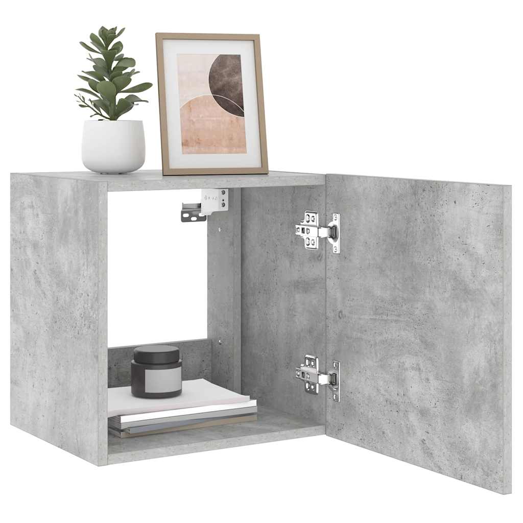 Mobili TV a Parete con Luci LED 2pz Grigio Cemento 40,5x35x40cm