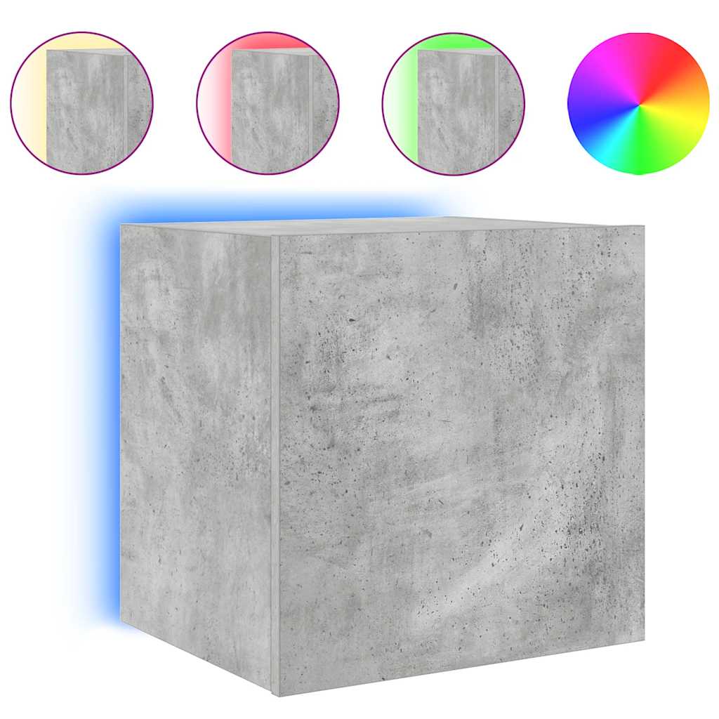 Mobili TV a Parete con Luci LED 2pz Grigio Cemento 40,5x35x40cm