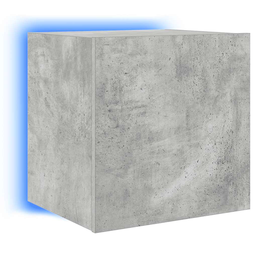 Mobili TV a Parete con Luci LED 2pz Grigio Cemento 40,5x35x40cm
