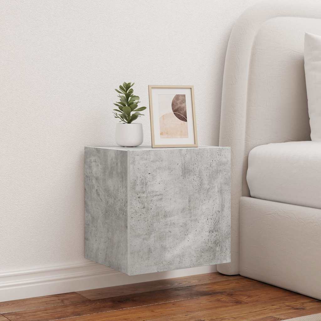 Mobili TV a Parete con Luci LED 2pz Grigio Cemento 40,5x35x40cm