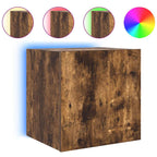 Mobile TV a Parete con Luci LED Rovere Fumo 40,5x35x40 cm
