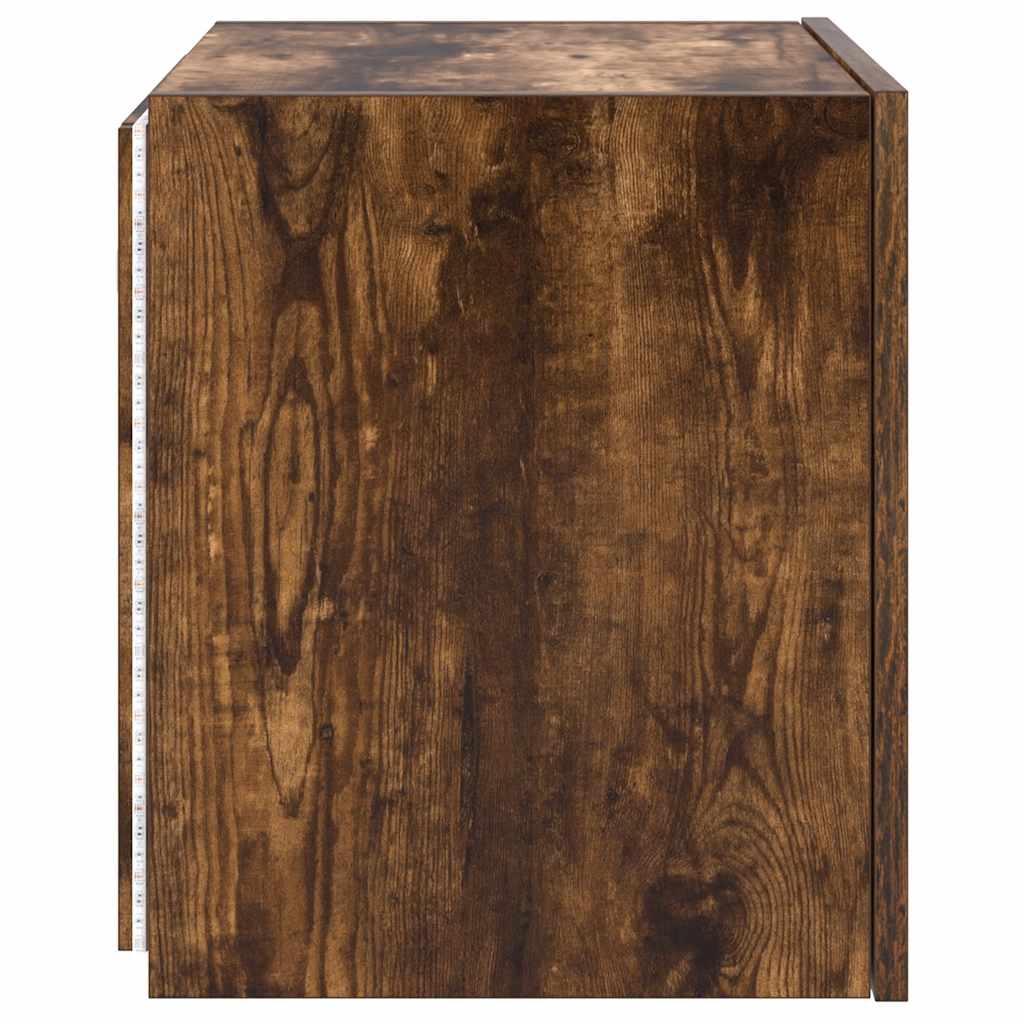 Mobile TV a Parete con Luci LED Rovere Fumo 40,5x35x40 cm