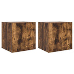 Mobili TV a Parete con Luci LED 2pz Rovere Fumo 40,5x35x40 cm