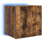 Mobili TV a Parete con Luci LED 2pz Rovere Fumo 40,5x35x40 cm