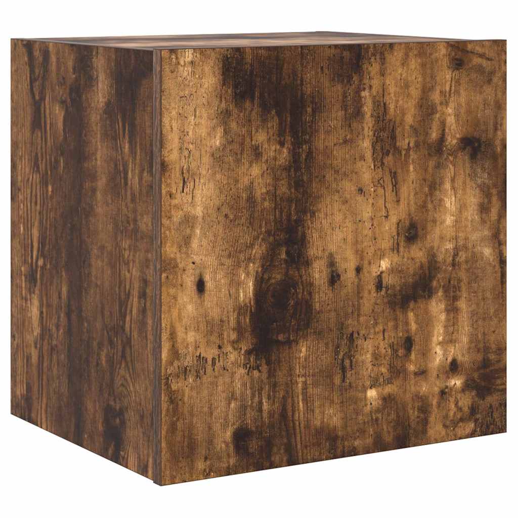 Mobili TV a Parete con Luci LED 2pz Rovere Fumo 40,5x35x40 cm