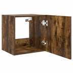 Mobili TV a Parete con Luci LED 2pz Rovere Fumo 40,5x35x40 cm