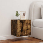 Mobili TV a Parete con Luci LED 2pz Rovere Fumo 40,5x35x40 cm