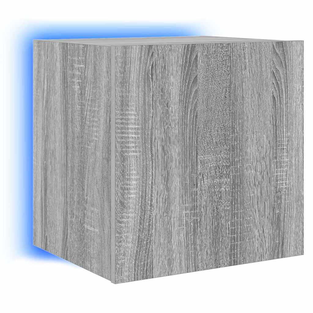 Mobile TV a Parete con Luci LED Grigio Sonoma 40,5x35x40 cm