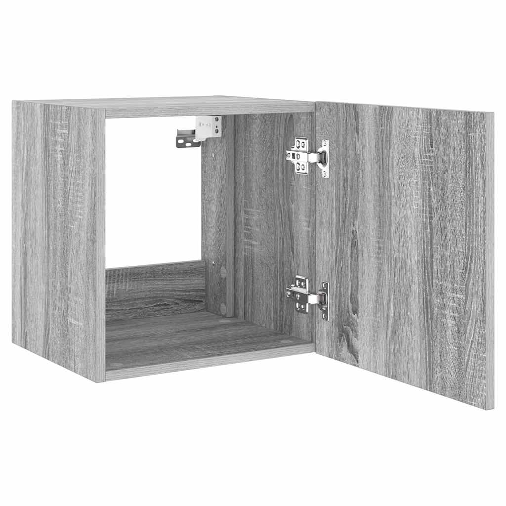 Mobile TV a Parete con Luci LED Grigio Sonoma 40,5x35x40 cm
