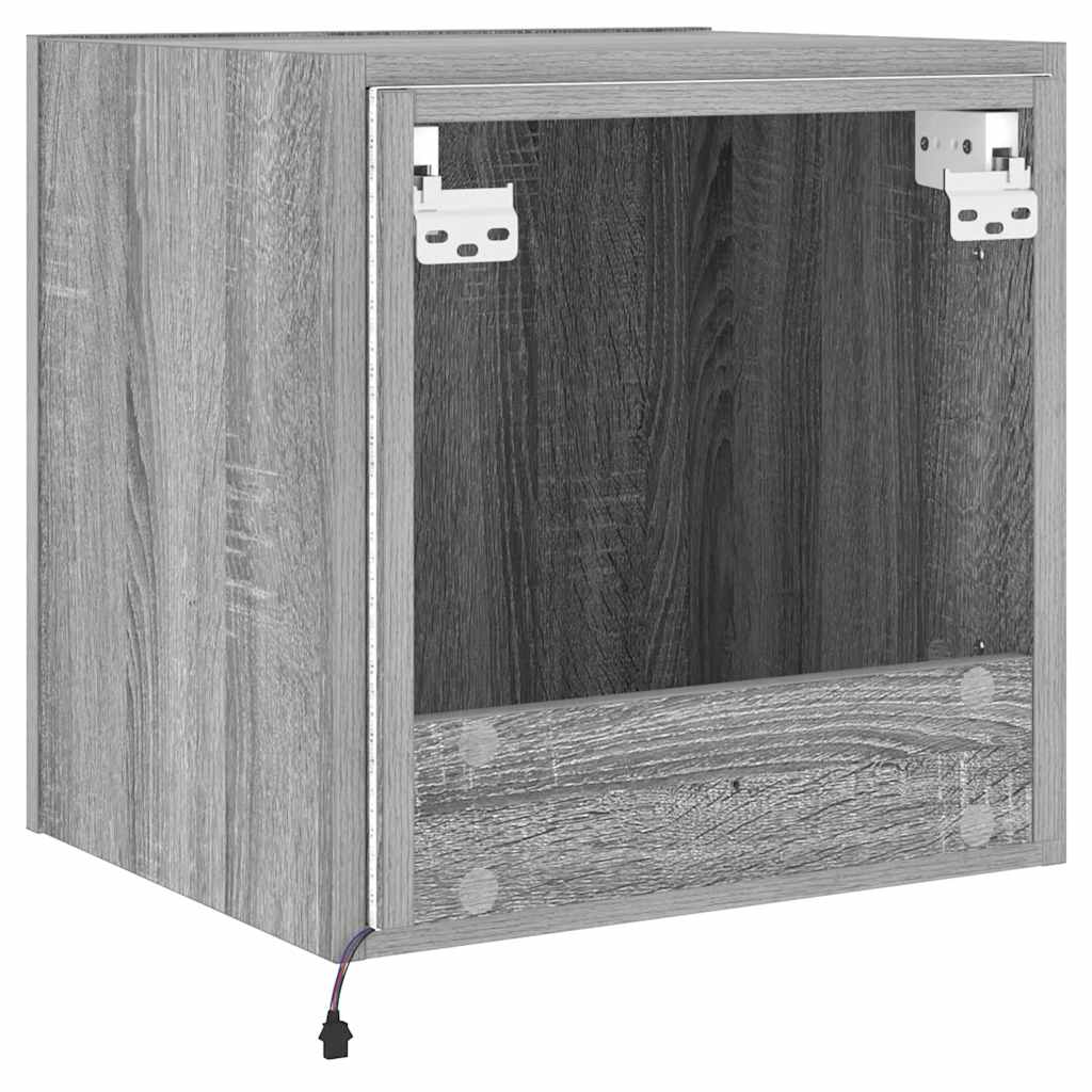 Mobile TV a Parete con Luci LED Grigio Sonoma 40,5x35x40 cm