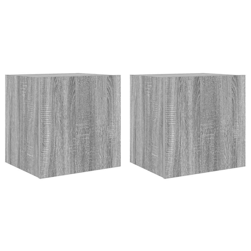 Mobili TV a Parete con Luci LED 2pz Grigio Sonoma 40,5x35x40 cm