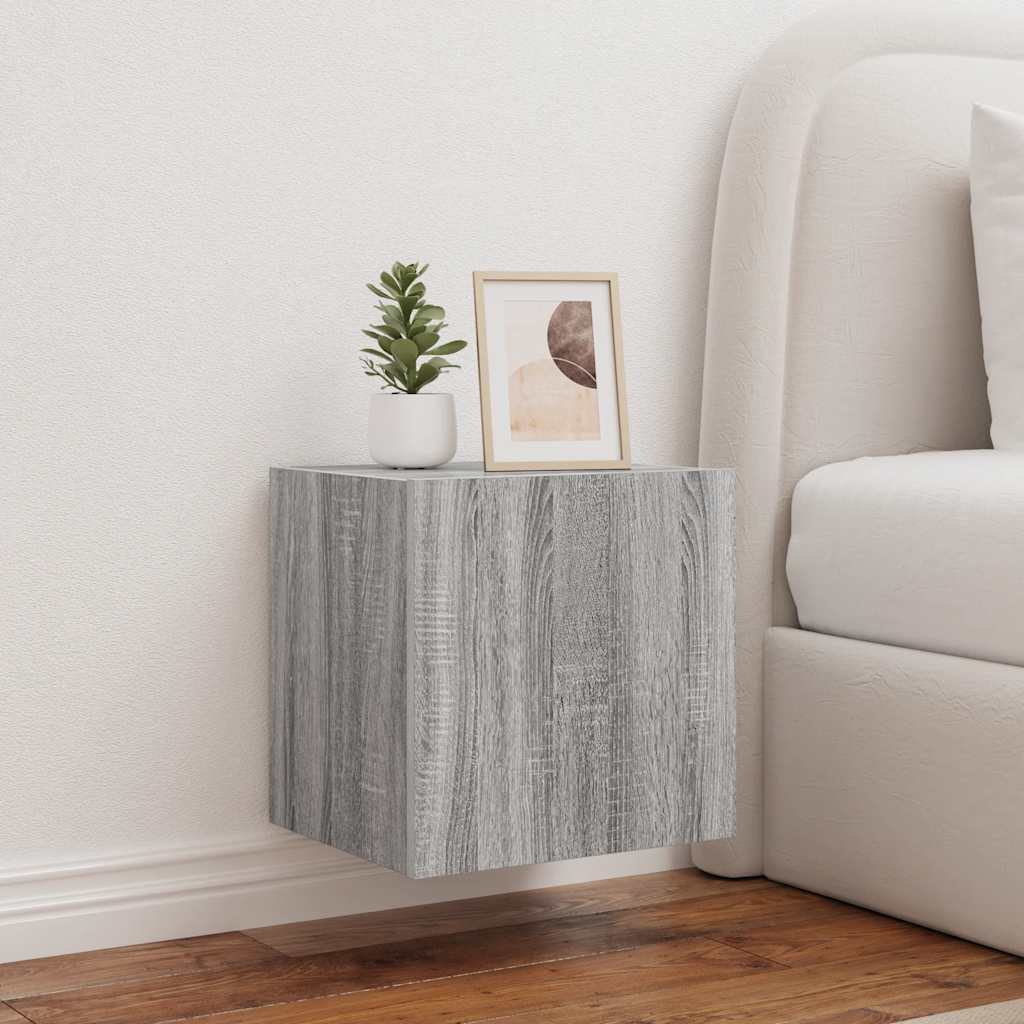 Mobili TV a Parete con Luci LED 2pz Grigio Sonoma 40,5x35x40 cm