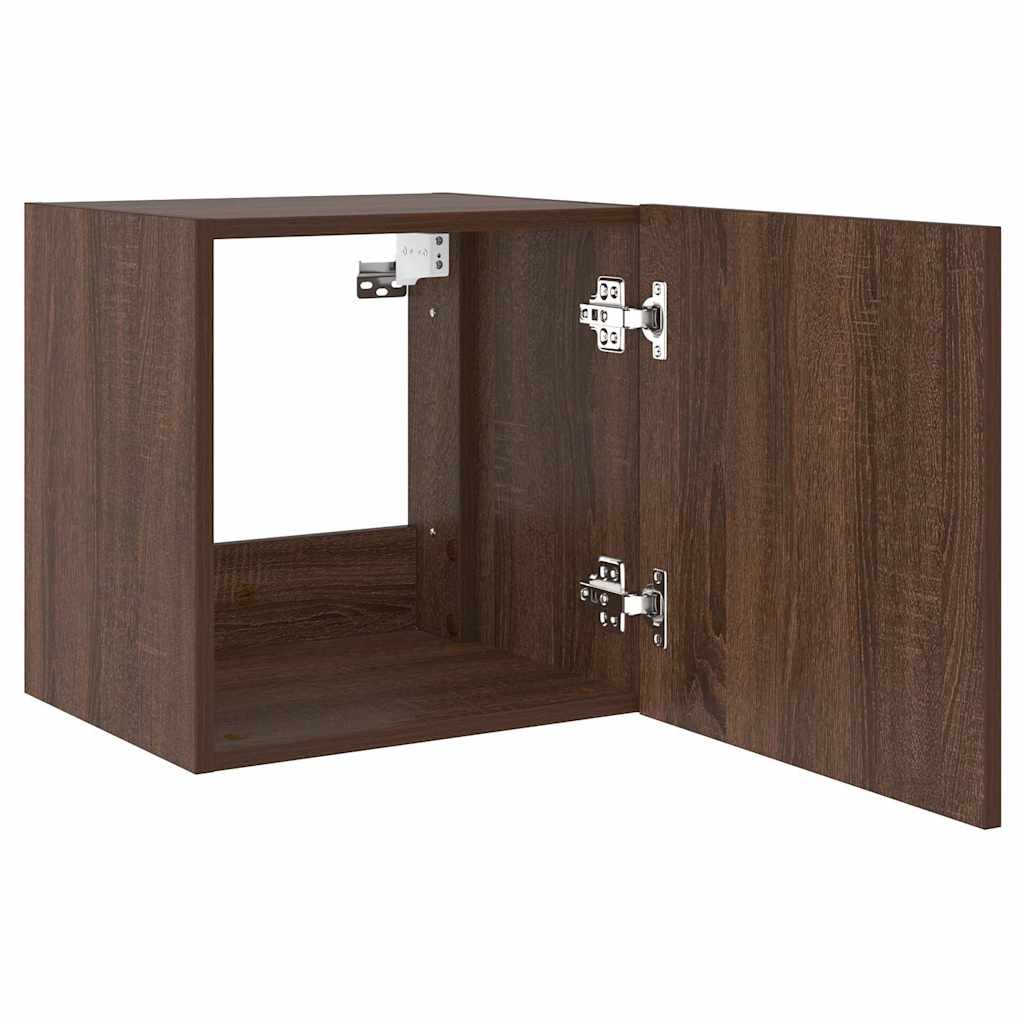 Mobile TV a Parete con Luci LED Rovere Marrone 40,5x35x40 cm