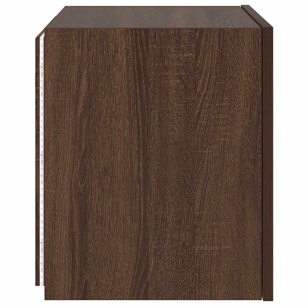 Mobile TV a Parete con Luci LED Rovere Marrone 40,5x35x40 cm