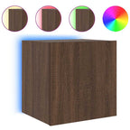Mobili TV a Parete con Luci LED 2pz Rovere Marrone 40,5x35x40cm