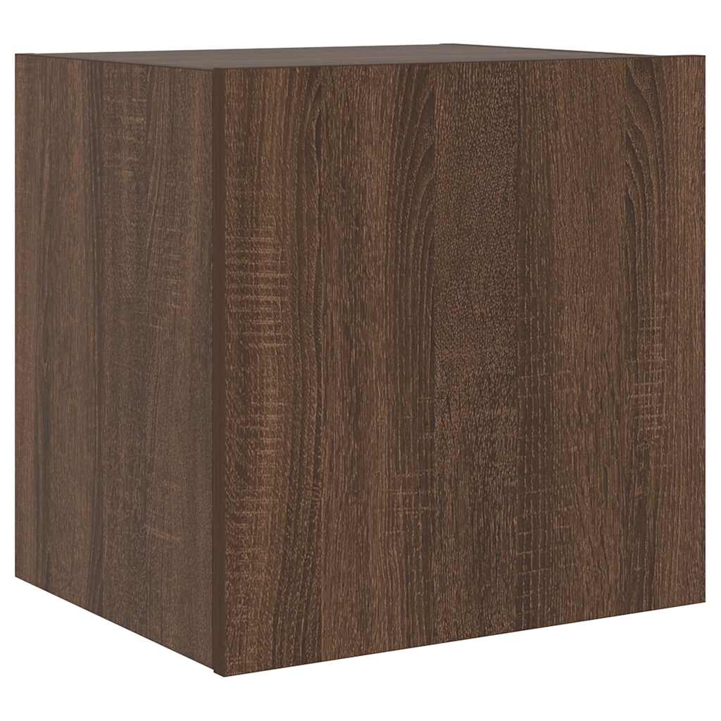 Mobili TV a Parete con Luci LED 2pz Rovere Marrone 40,5x35x40cm