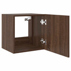 Mobili TV a Parete con Luci LED 2pz Rovere Marrone 40,5x35x40cm