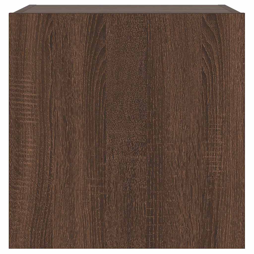 Mobili TV a Parete con Luci LED 2pz Rovere Marrone 40,5x35x40cm