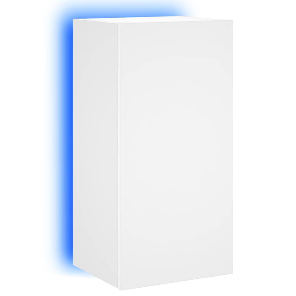 Mobile TV a Parete con Luci LED Bianco 40,5x35x80 cm