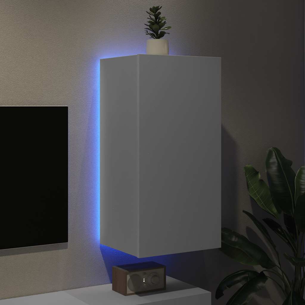 Mobile TV a Parete con Luci LED Bianco 40,5x35x80 cm