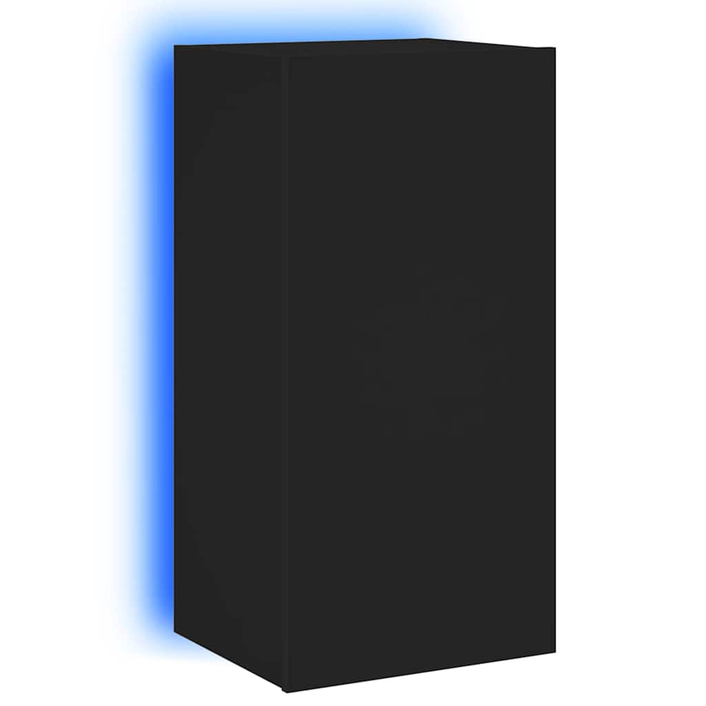 Mobile TV a Parete con Luci LED Nero 40,5x35x80 cm