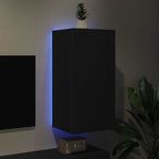 Mobile TV a Parete con Luci LED Nero 40,5x35x80 cm