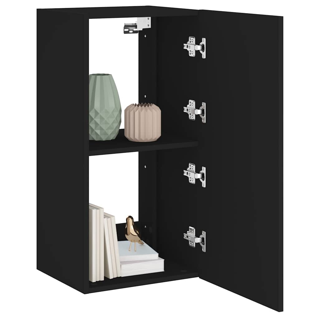 Mobile TV a Parete con Luci LED Nero 40,5x35x80 cm