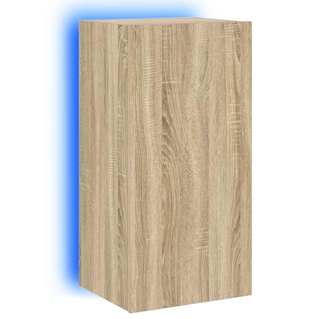 Mobile TV a Parete con Luci LED Rovere Sonoma 40,5x35x80 cm