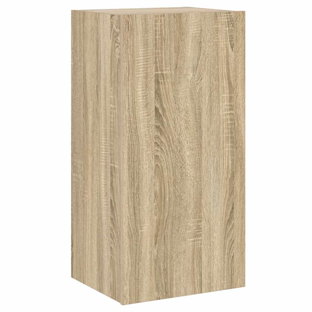 Mobile TV a Parete con Luci LED Rovere Sonoma 40,5x35x80 cm