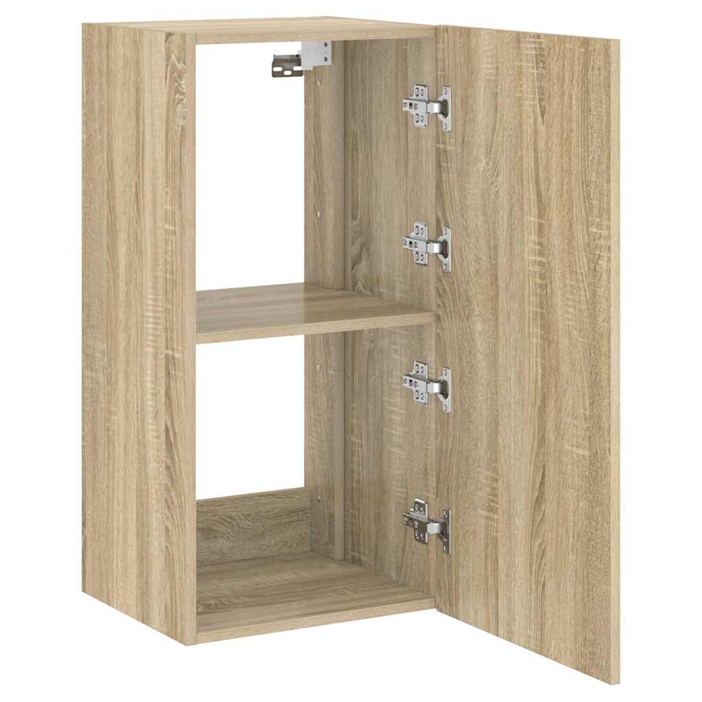 Mobile TV a Parete con Luci LED Rovere Sonoma 40,5x35x80 cm