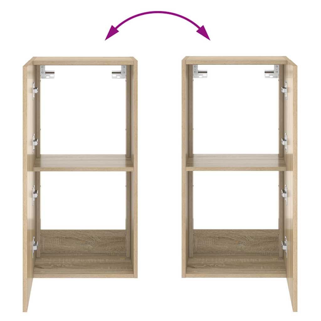 Mobile TV a Parete con Luci LED Rovere Sonoma 40,5x35x80 cm