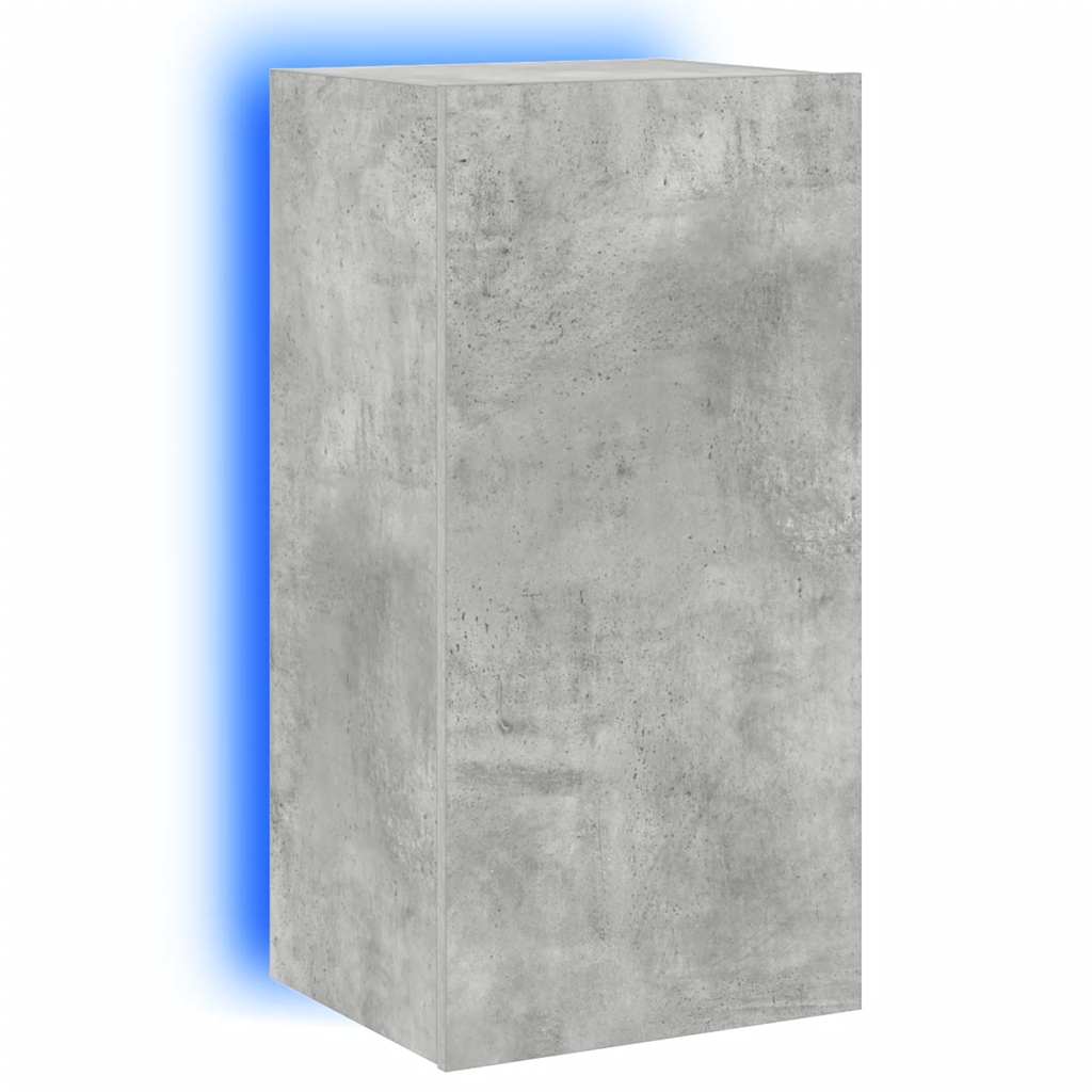 Mobile TV a Parete con Luci LED Grigio Cemento 40,5x35x80 cm