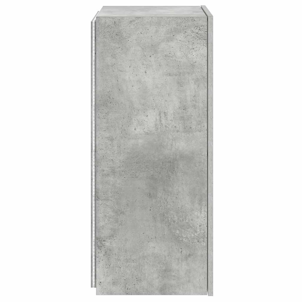 Mobile TV a Parete con Luci LED Grigio Cemento 40,5x35x80 cm
