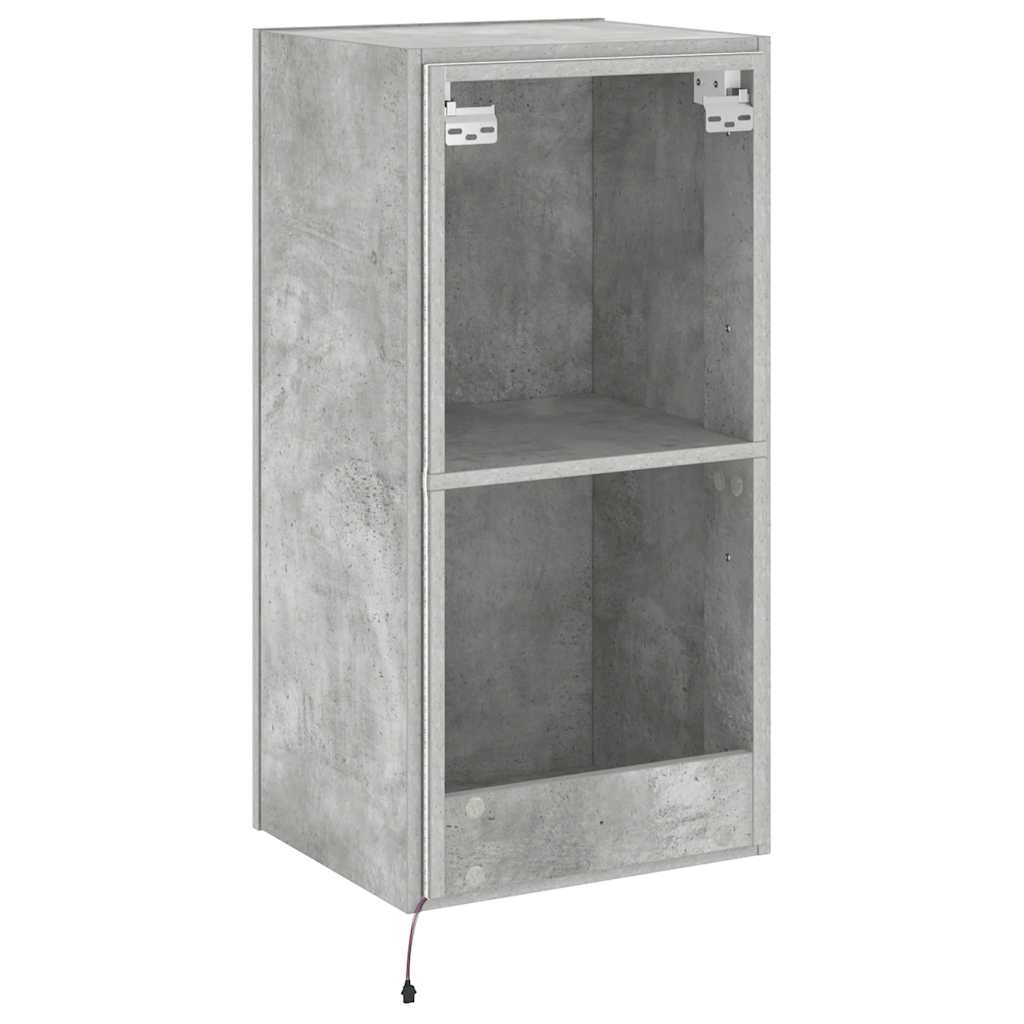 Mobile TV a Parete con Luci LED Grigio Cemento 40,5x35x80 cm