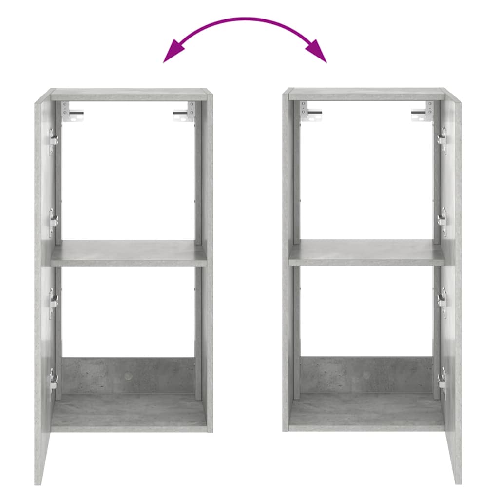 Mobile TV a Parete con Luci LED Grigio Cemento 40,5x35x80 cm
