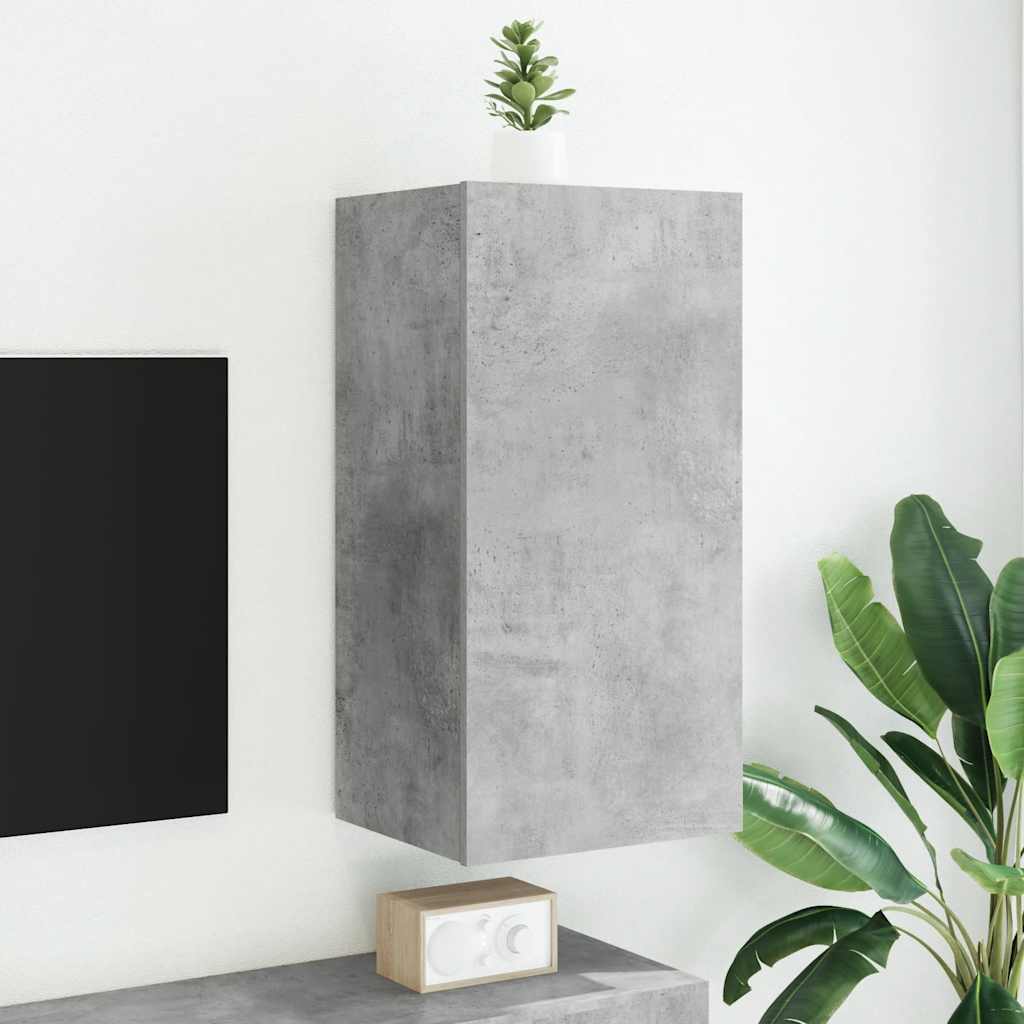 Mobile TV a Parete con Luci LED Grigio Cemento 40,5x35x80 cm
