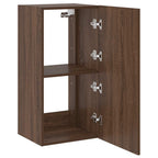Mobile TV a Parete con Luci LED Rovere Marrone 40,5x35x80 cm