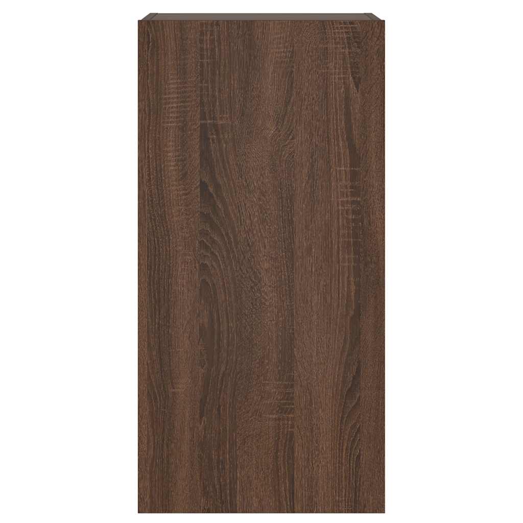 Mobile TV a Parete con Luci LED Rovere Marrone 40,5x35x80 cm