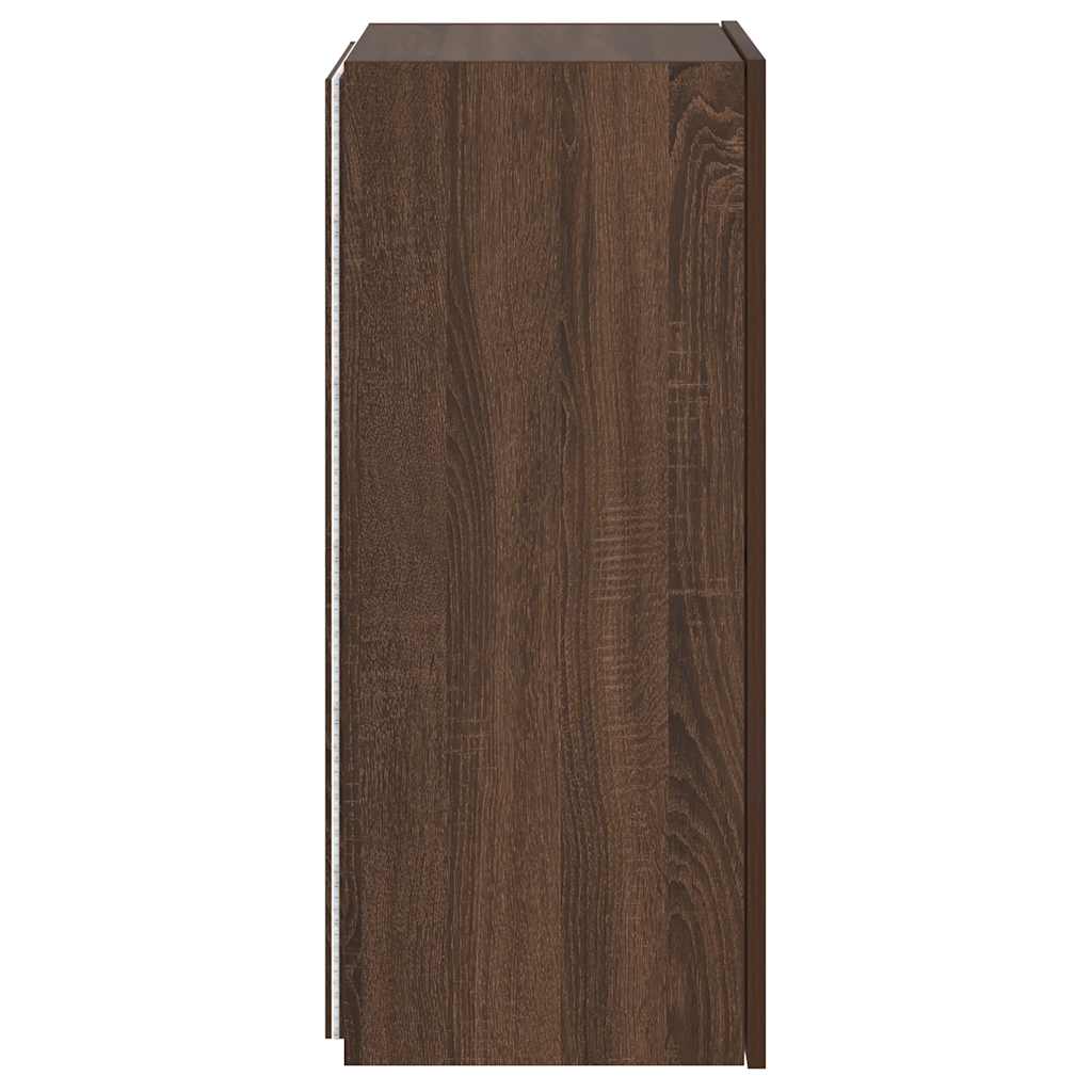 Mobile TV a Parete con Luci LED Rovere Marrone 40,5x35x80 cm