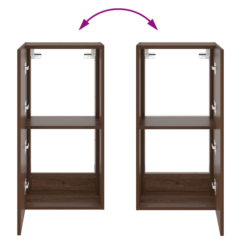 Mobile TV a Parete con Luci LED Rovere Marrone 40,5x35x80 cm