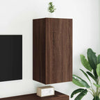 Mobile TV a Parete con Luci LED Rovere Marrone 40,5x35x80 cm