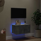 Mobile TV a Parete con Luci LED Grigio Cemento 60x35x31 cm