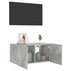 Mobile TV a Parete con Luci LED Grigio Cemento 60x35x31 cm